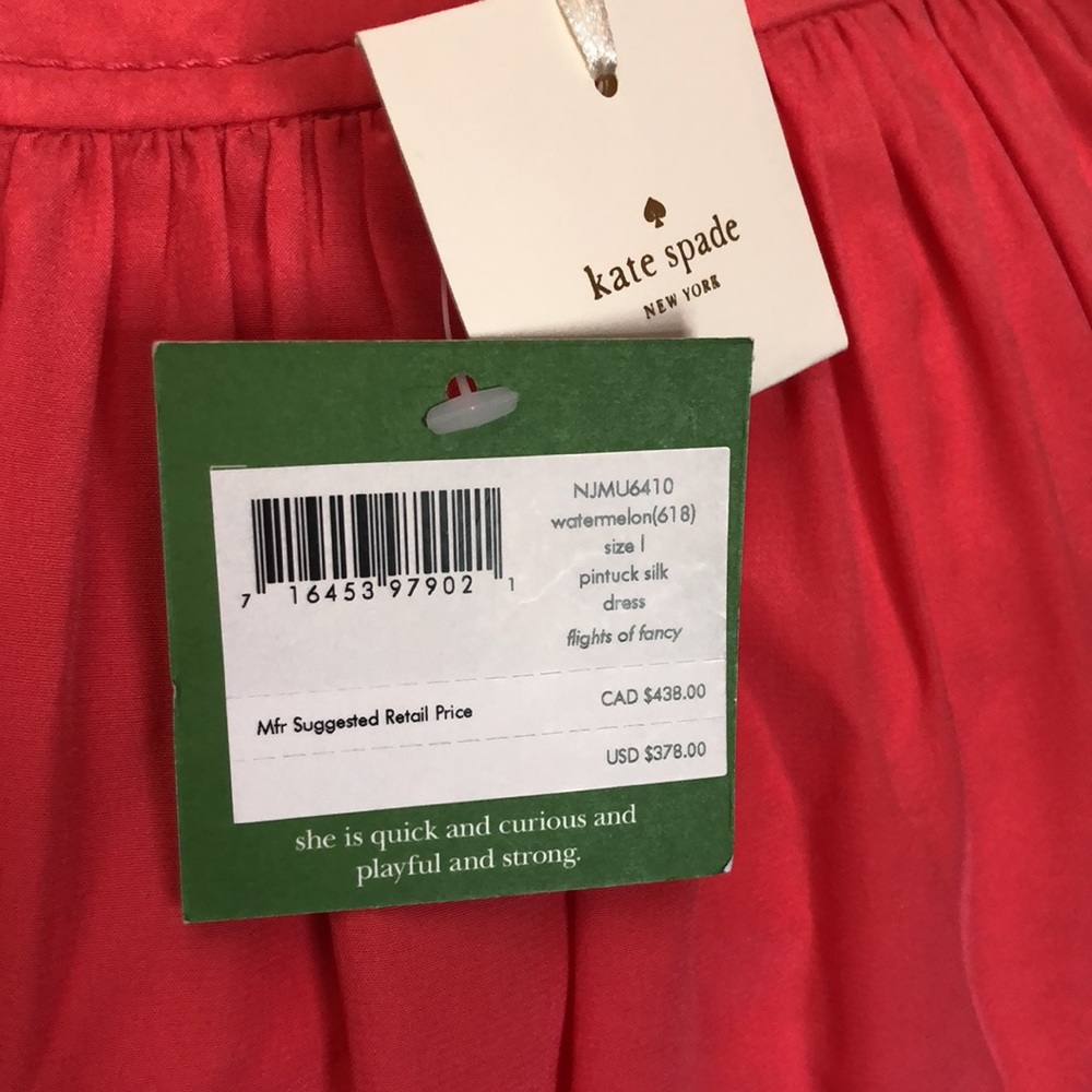 Kate spade watermelon pintuck silk dress - Picture 6 of 10
